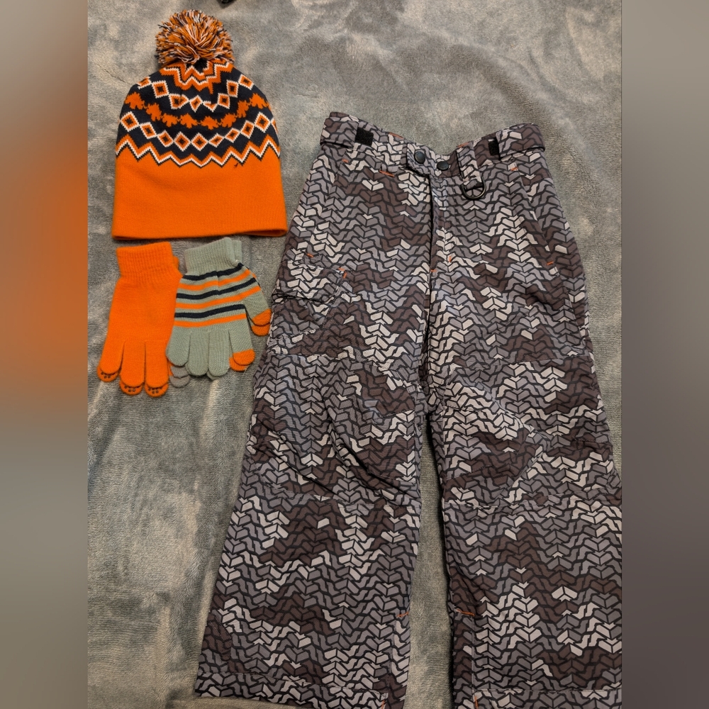 L.L. Bean kid snow pants with free winter hat and gloves